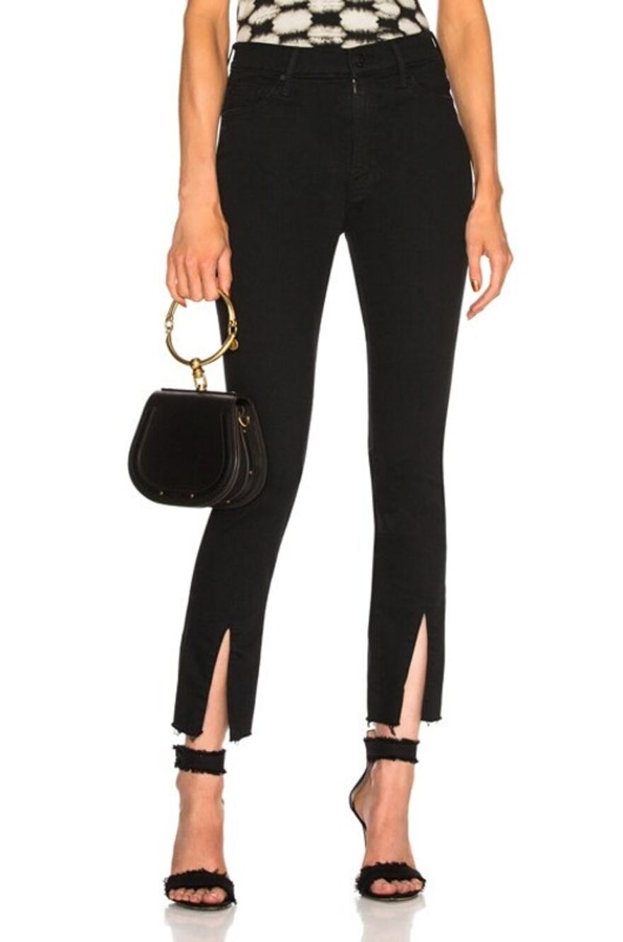 Mother The Insider Slit Ankle Fray Jean in Not Guilty Black - Size: 24